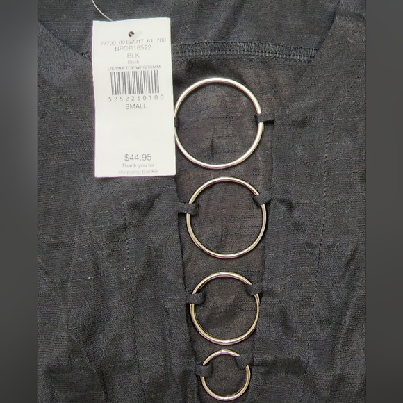 NWT! Buckle Brand Black Metal Ring Top ~ Size Small~ - Picture 16 of 16